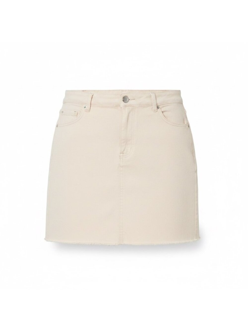 Loft Women Beige Denim Skirt Frayed Hem Cotton Casual Size 12